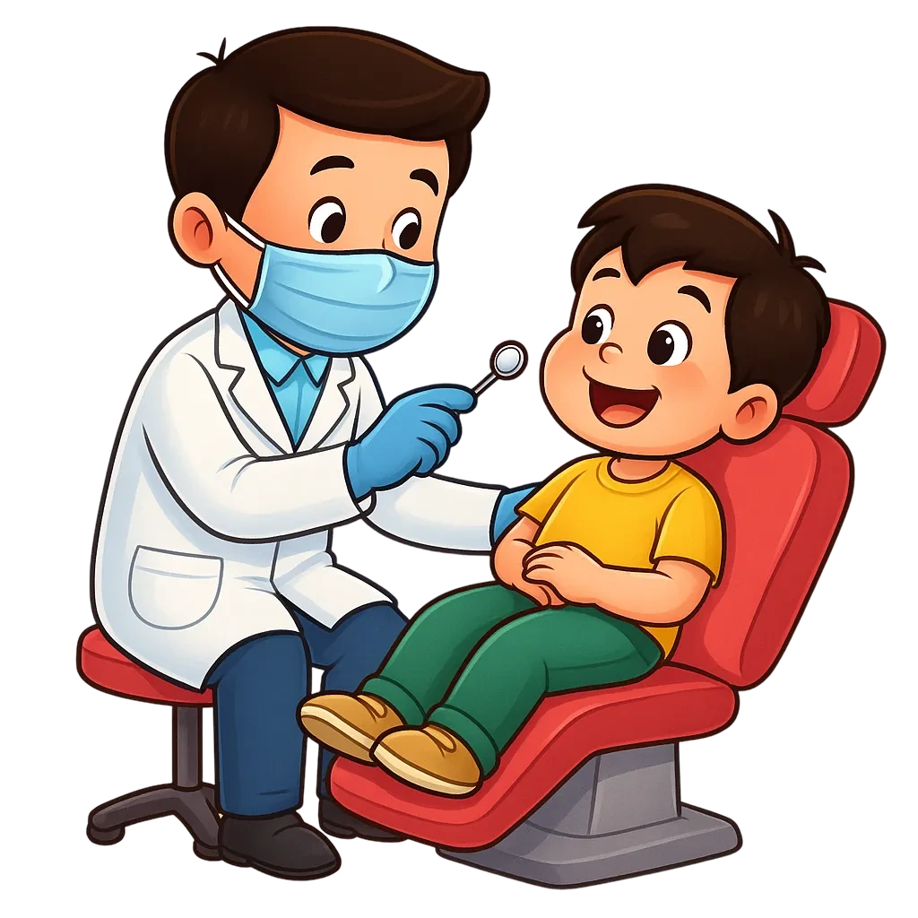 Pediatric dentist with child patient